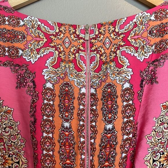 Laundry by Shelli Segal Women's Pink Sheath Dress 8 Multicolor Print 3/4 Sleeve - Picture 5 of 12